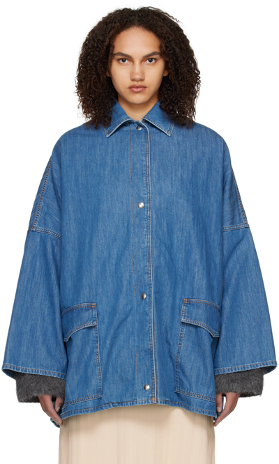 Totême Oversized Denim Shirt Jacket In Blue | ModeSens