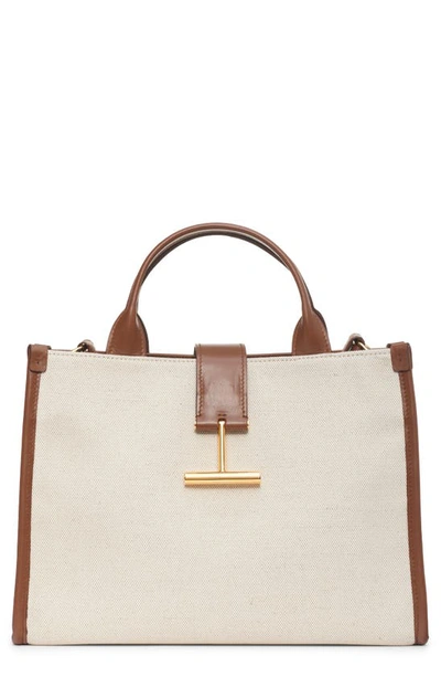 Tom Ford Tara Medium Canvas Top-handle Bag In Beige