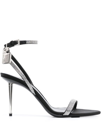 Tom Ford Lock 105mm Crystal Ankle-strap Sandals In Black Crystal