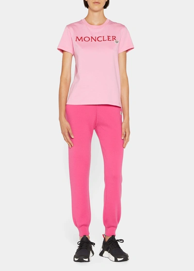 Moncler Logo Embroidered T-shirt In Pink