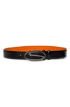 Santoni Men's Oval S-logo Cuttable Leather Belt In Black