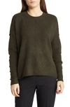 Vince Camuto Center Seam Crewneck Sweater In Dark Olive