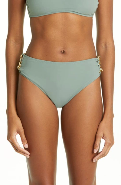 Stella Mccartney Falabella Chain Detail Bikini Bottoms In Khaki