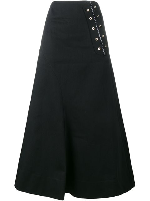 Ellery Rubinstein Eyelet-embellished Denim Skirt In Black | ModeSens