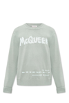 Alexander Mcqueen Graffiti Logo-jacquard Cotton Sweater In Green