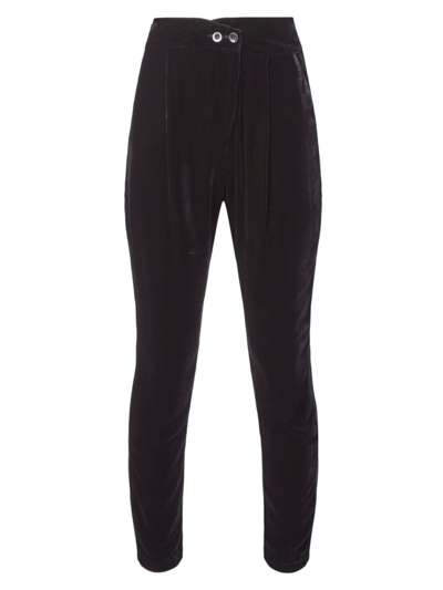 Joie Farah High Waist Velvet Pants In Black