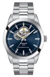 Tissot Gentleman Powermatic 80 Open Heart Watch 40mm In Blue/silver
