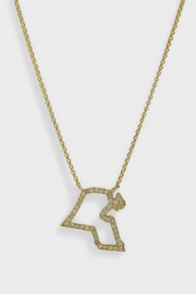 Tiba Kuwait Map Outline Necklace In Y Gold