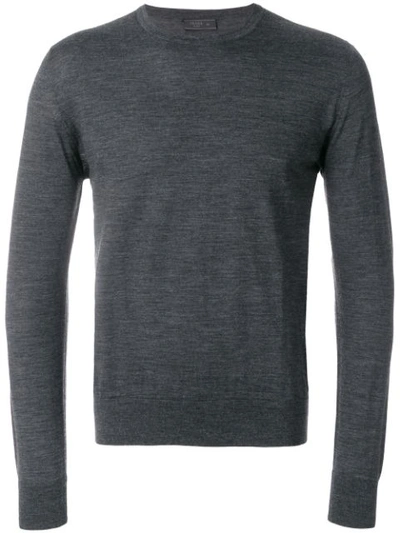 Prada Crewneck Cashmere Knit Sweater In Grey