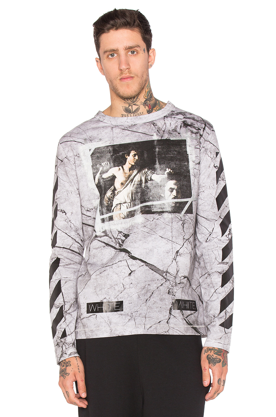 Off-white Marble Print Graphic Tee In All Over Multico | ModeSens
