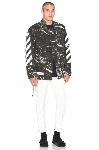 ø banan Stien Off-white Marble Print Jacket In Black Marble | ModeSens