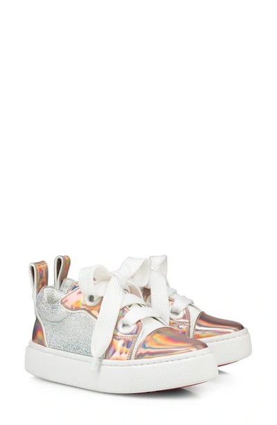 Christian Louboutin Kids' Toy Toy Glitter Patent Leather Sneaker In Rosy/ White Ab