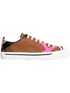 Burberry Canvas Check And Leather Sneakers In Classic/neon Pink
