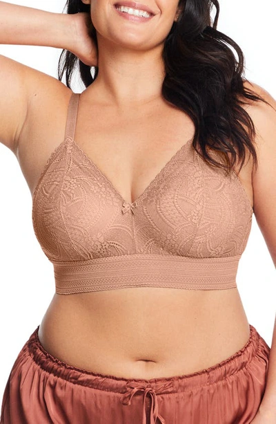 Glamorise Bramour Gramercy Luxe Lace Bralette In Cappuccino