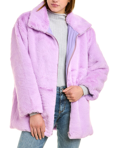 Adrienne Landau Plush Coat In Purple