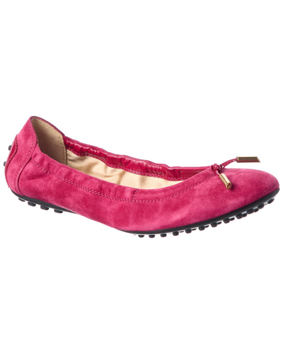 Tod's Gommino Suede Ballerina Flat In Pink