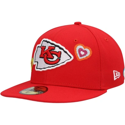 New Era Red Kansas City Chiefs Chain Stitch Heart 59fifty Fitted Hat