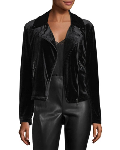 Bagatelle Velvet Biker Jacket In Black