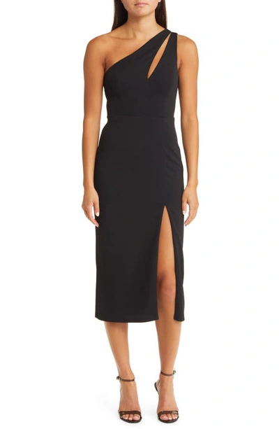 Lulus So Flirty Black One-shoulder Cutout Asymmetrical Dress