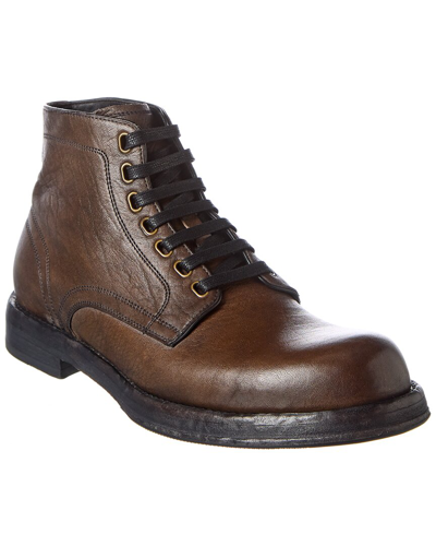 Dolce & Gabbana Bernini Leather Boot In Brown