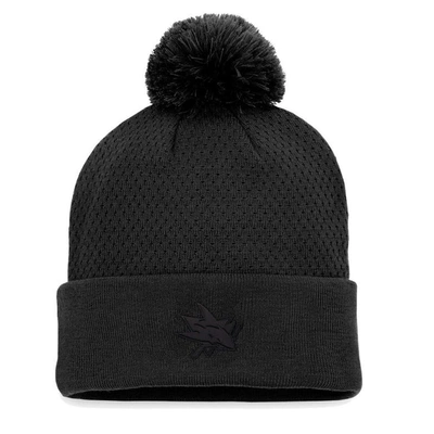 Fanatics Branded Black San Jose Sharks Authentic Pro Road Cuffed Knit Hat With Pom