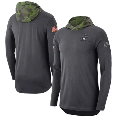 Nike Anthracite West Virginia Mountaineers Military Long Sleeve Hoodie T-shirt