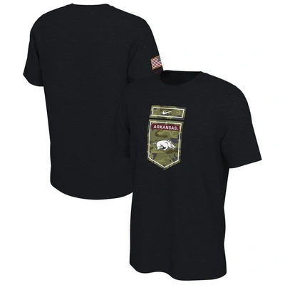 Nike Black Arkansas Razorbacks Veterans Camo T-shirt