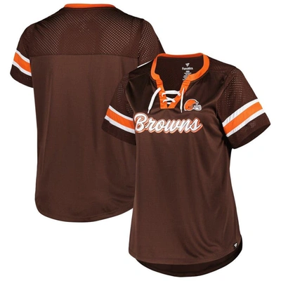 Fanatics Branded Brown Cleveland Browns Plus Size Original State Lace-up T-shirt