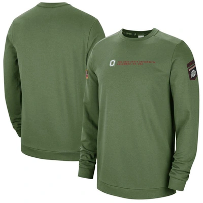 Nike Olive Ohio State Buckeyes Military Pullover Sweatshirt In Green