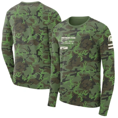 Nike Camo Michigan State Spartans Military Long Sleeve T-shirt In Green