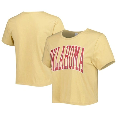 Zoozatz Yellow Oklahoma Sooners Core Fashion Cropped T-shirt
