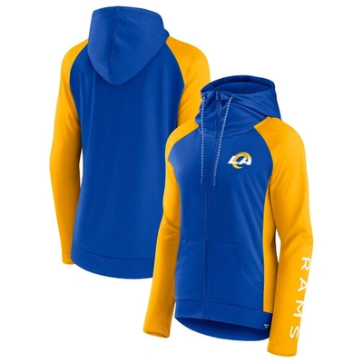 Fanatics Branded Royal/gold Los Angeles Rams End Around Lightweight Raglan Full-zip Hoodie Jacket In Royal,gold