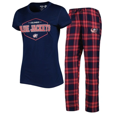 Concepts Sport Women's  Navy, Orange Illinois Fighting Illini Arctic T-shirt And Flannel Pants Sleep In Navy,red