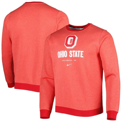 Nike Heathered Scarlet Ohio State Buckeyes Vault Stack Club Fleece Pullover Sweatshirt