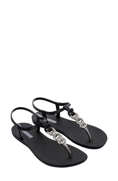 Ipanema Connect T-strap Sandal In Black/ Silver
