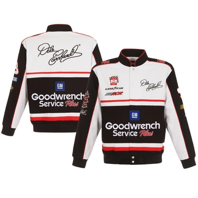 Jh Design White/black Dale Earnhardt Goodwrench Twill Uniform Full-snap Jacket