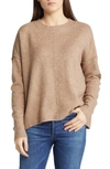 Vince Camuto Center Seam Crewneck Sweater In Latte Hthr