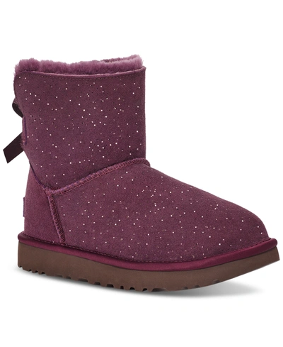 Ugg Mini Bailey Bow Embellished Genuine Shearling Bootie In Pinot Noir |  ModeSens