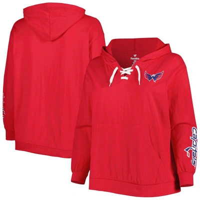 Profile Red Washington Capitals Plus Size Lace-up Pullover Hoodie