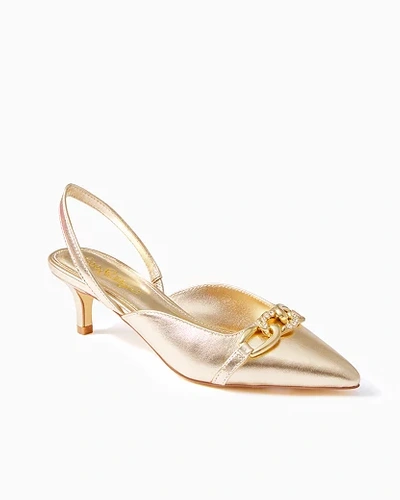 Lilly Pulitzer Jules Slingback Pointed Toe Pump In Gold