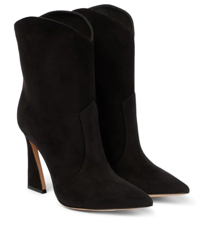 Gianvito Rossi Suede Ankle Boots In Black