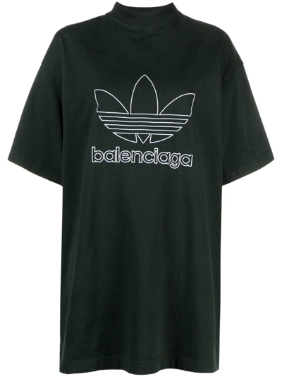 Balenciaga X Adidas Logo Cotton T-shirt In Green