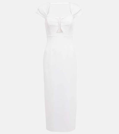 Roland Mouret Plunging Cutout Strong-shoulder Cady Midi Dress In White