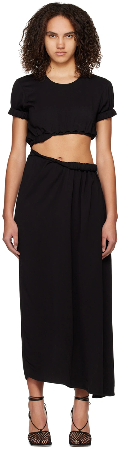 Christopher Esber Roll-sleeve Column Tee Dress In Black