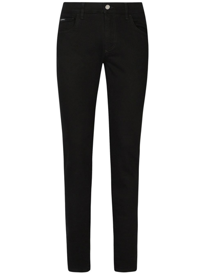 Dolce & Gabbana Logo Plaque Slim-fit Jeans In Black