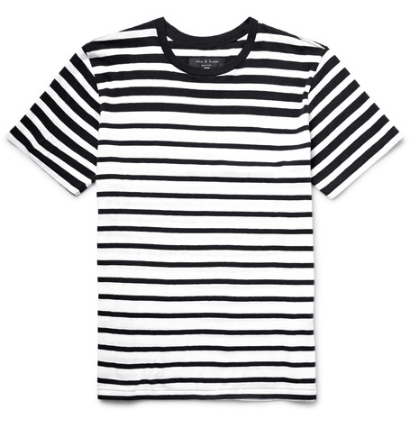Rag & Bone Colorblock Striped Short-sleeve Tee, Black Stripe | ModeSens