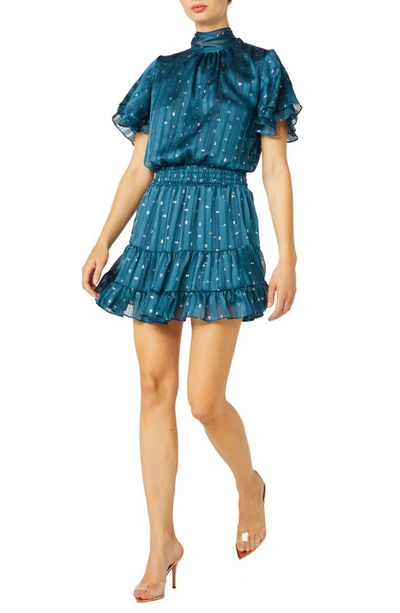 Misa Saffie Mini Dress In Holiday Teal