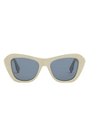Fendi Women's O'lock 52mm Rectangular Sunglasses In Ivory Blue