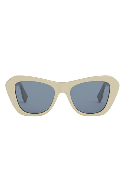 Fendi Women's O'lock 52mm Rectangular Sunglasses In Ivory Blue
