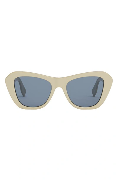 Fendi Women's O'lock 52mm Rectangular Sunglasses In Ivory / Blue